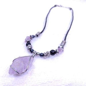 Raw Amethyst Healing Stone Pendant Necklace